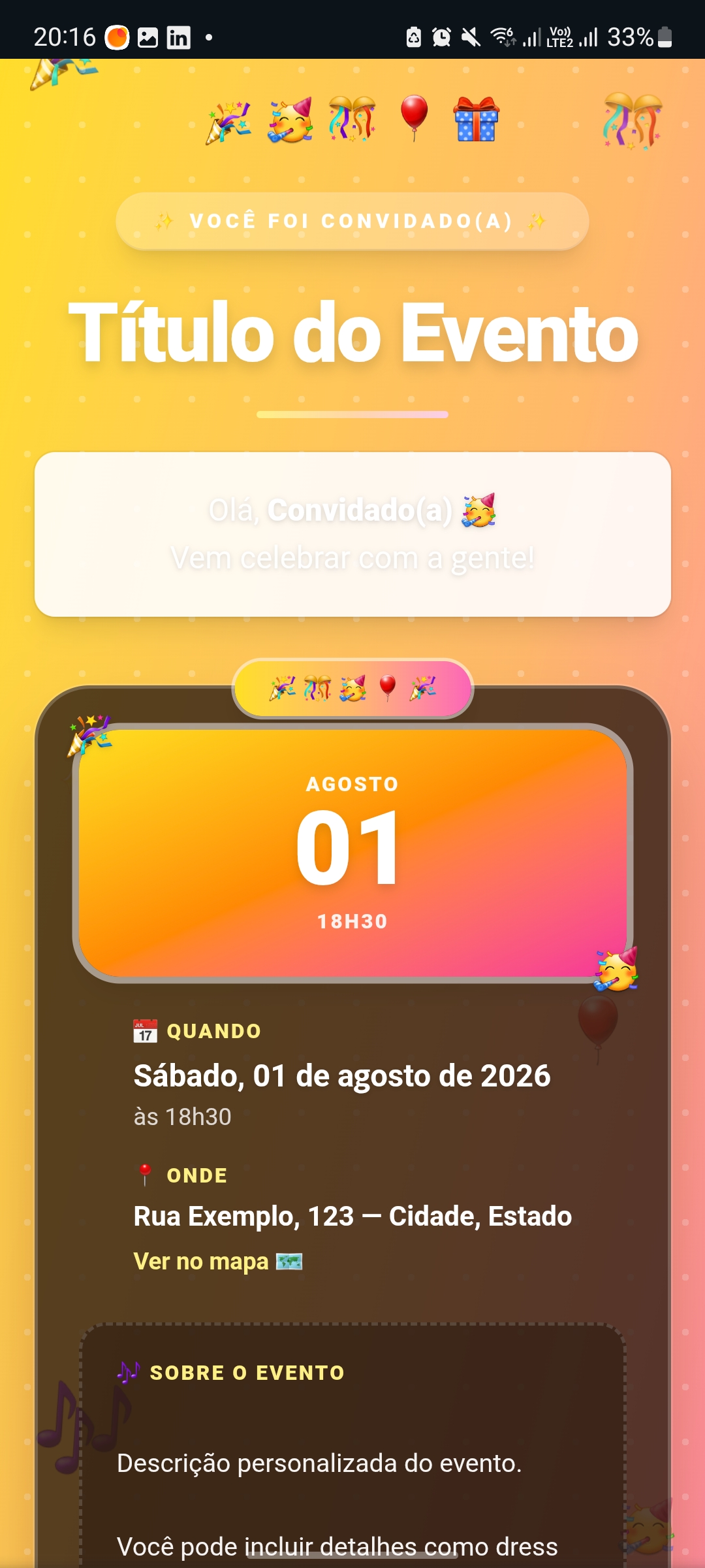 Convite Digital Festivo
